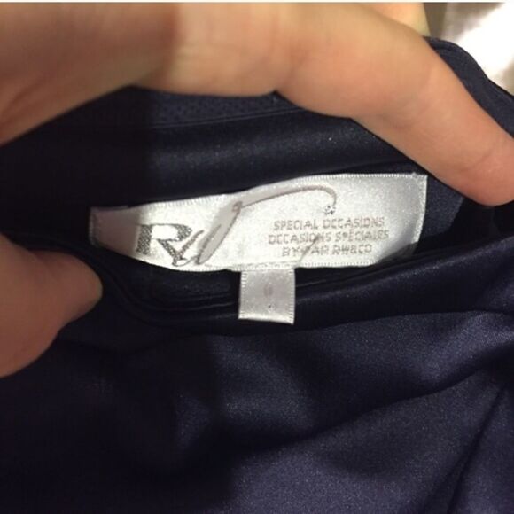 Navy blue sateen optional spaghetti strap dress - Picture 4 of 4